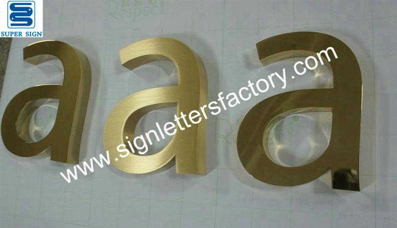 fabricated brushed brass letters